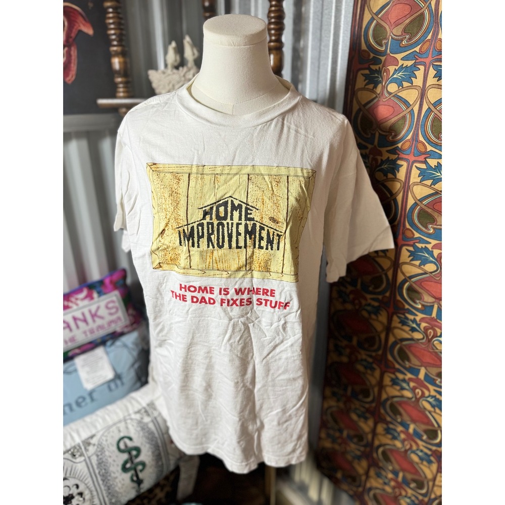 Vintage Home Improvement T Shirt Dad‎ Fixes Stuff XL White Humor Tee